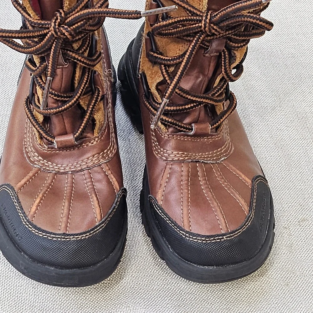Skechers Duck Boots Youth 1 Brown Water Resistant Leather Suede Winter SN 93867L